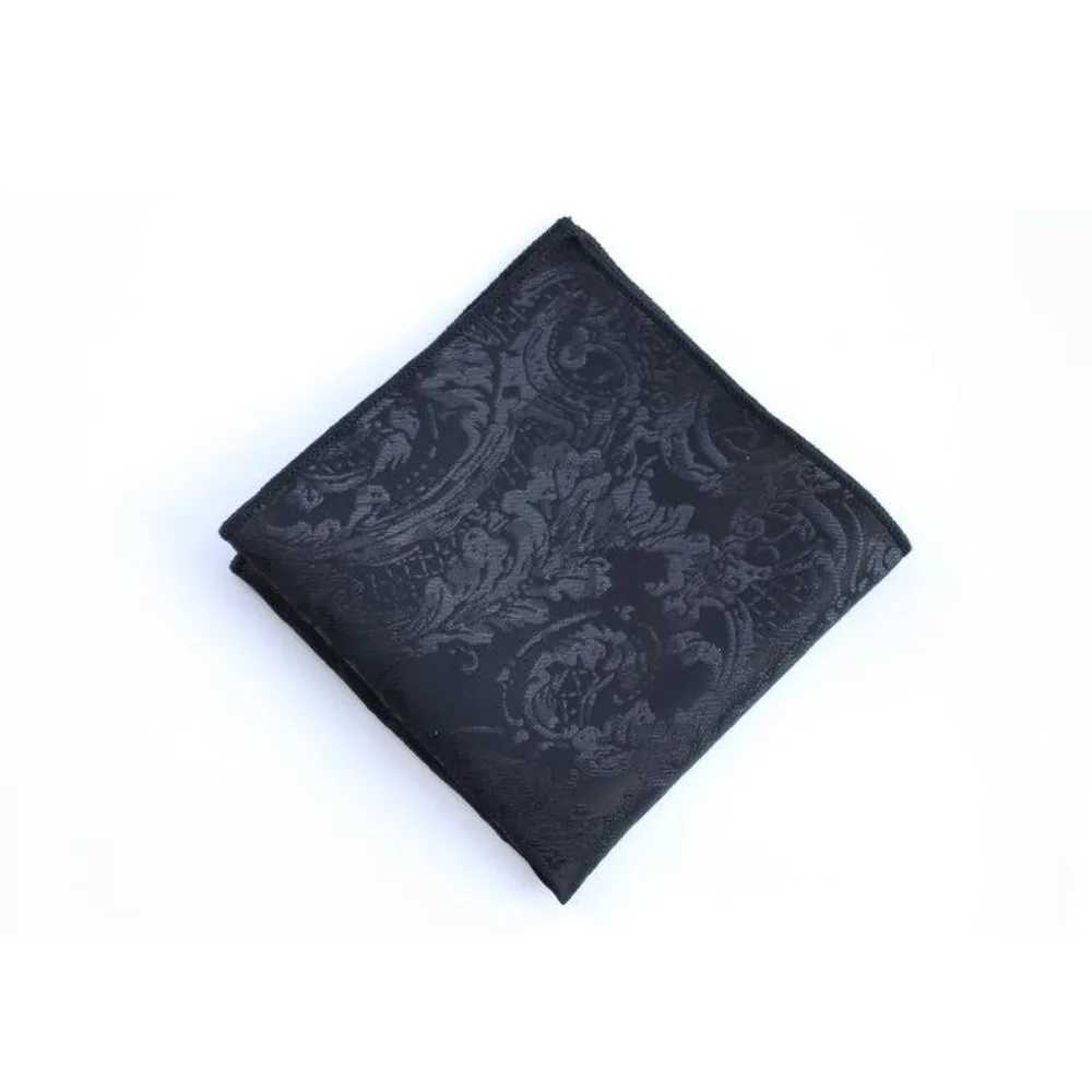 Classic Black Pocket Square Trendy British Style Polyester Paisley Handkerchief Formal Dress Chest Scarf Mens Suit Pocket Towel W241213