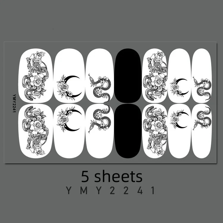 5 snake patterned nail stickers per pack perfectly ned to be peelable durable high-quality and handmade in multiple colors easy to use 241205