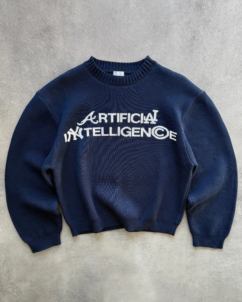 American vintage crewneck hoodie Men y2k Harajuku fashion letter printed sweater couple casual loose trend street 241213