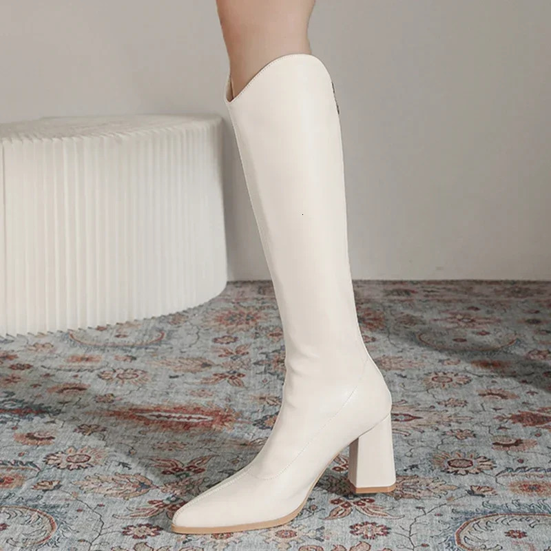 dress knee high school boots fashionable Chelsea boots womens shoes winter high boots short and chubby Gothic knight boots unprinted quality Zapatos 2
