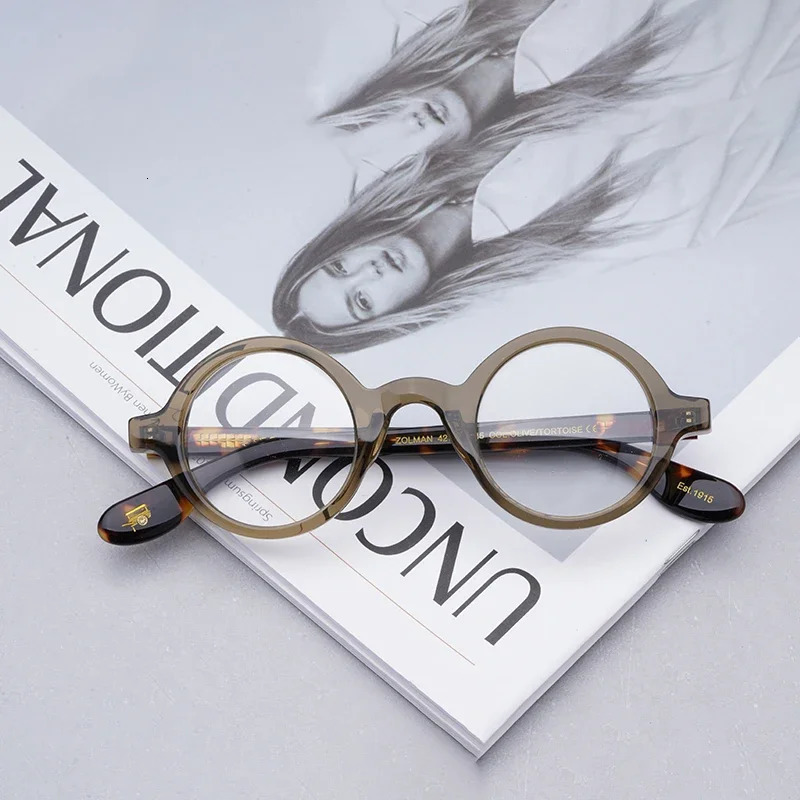Vintage Acetate Glasses Eyewear Eyeglasses Men Myopia Frame Zolman Round Women Spectacle Frames 241213
