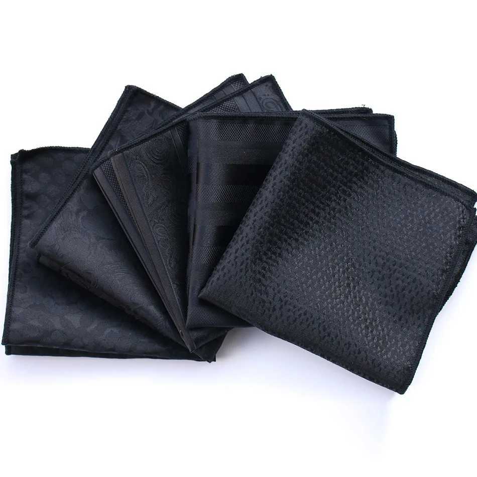 Classic Black Pocket Square Trendy British Style Polyester Paisley Handkerchief Formal Dress Chest Scarf Mens Suit Pocket Towel W241213