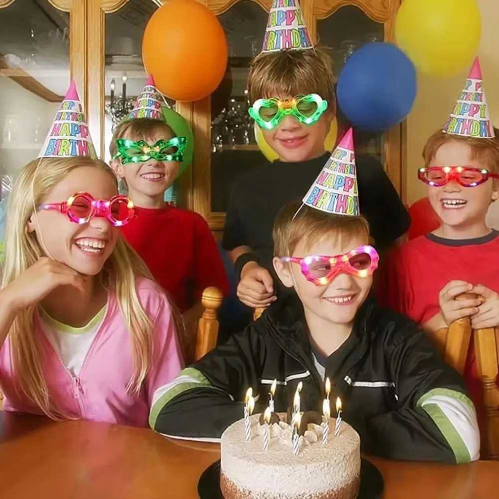 Sunglasses LED Light Up Glasses Glow In The Dark Party Supplies Favor for Kids Adults Shutter Heart Rave Butterfly Flashing Glow Sunglasse H241213