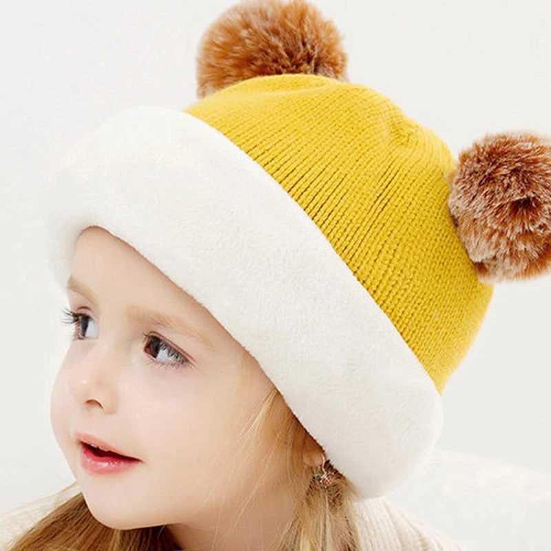 Baby Winter Hat Scarf Set Unisex Infant Kids Hats Scarf for Cold Weather Children Ear Protection Hat Toddler Pom Beanies CapXJ241213