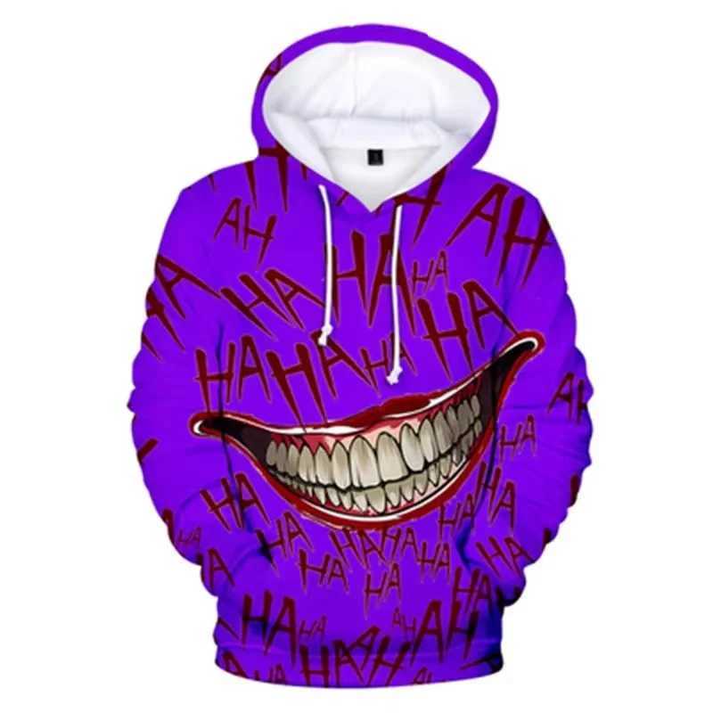 Haha Joker 3D printed sweatshirt hoodie mens/womens hip-hop comedy autumn street clothing ultra-thin style couple clothing hoodie W250108