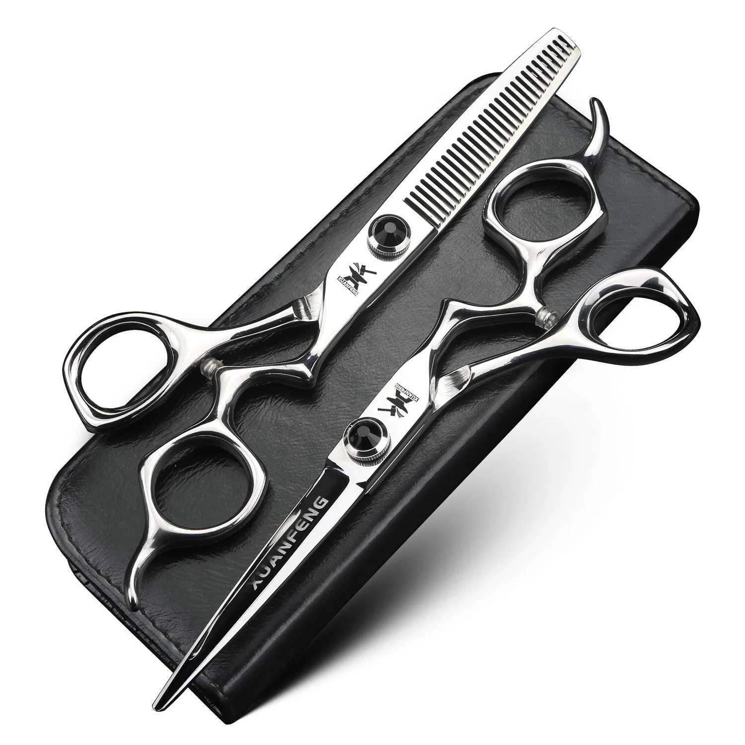 New Arrival Xuanfeng 6-inch silver curly hair handle scissors steel hair clippers and thin scissors Z241213