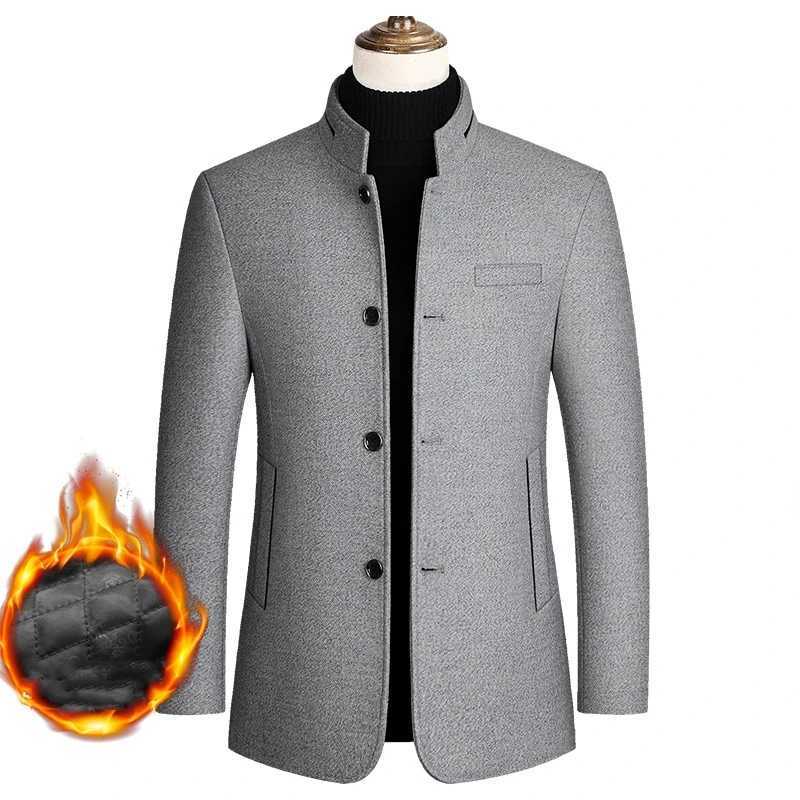 Winter Coat Men Wool Thick Warm Windbreaker Jackets Overcoat Casaco Masculino Palto Woolen Mens Casual Slim Fit Trench PeacoatXJ241212