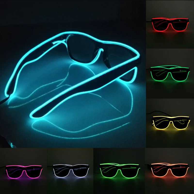 Sunglasses 1PC Flashing EL Wire Led Glasses Luminous Party Decorative Lighting Classic Novelty Gift Bright LED Light Up Party SunGlasses H241213