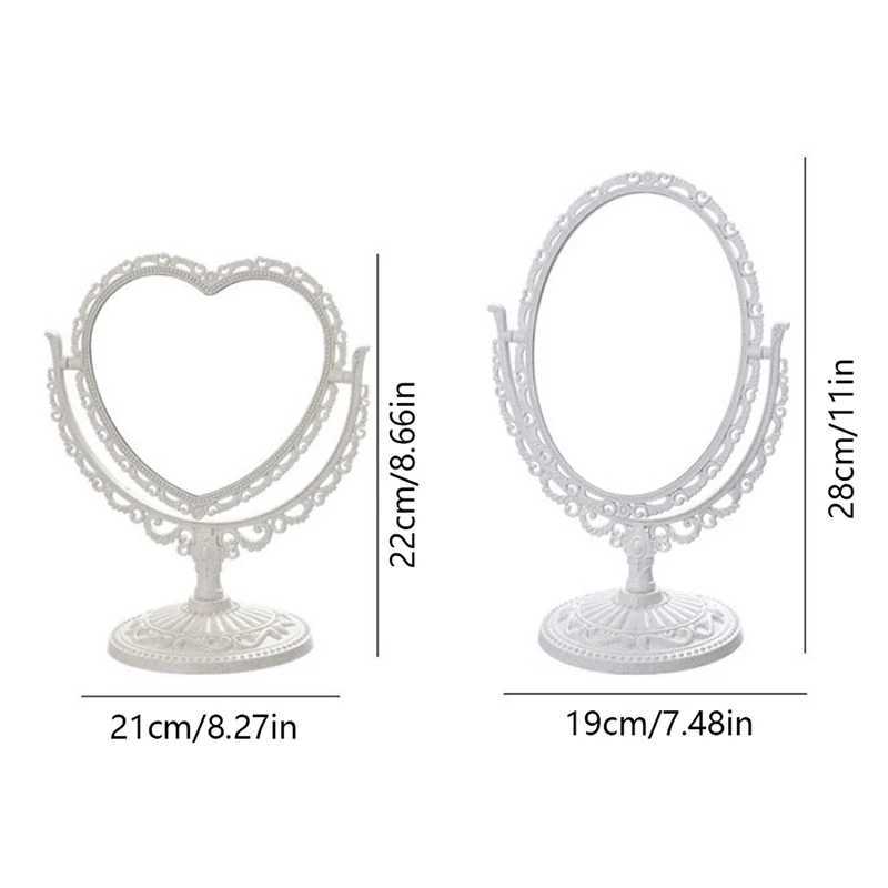 Cosmetic Heart-Shaped Mirror Functional Durable Desk Type Vintage European Style Makeup Mirror For Makeup Pocket Compact MirrorsXJ241213