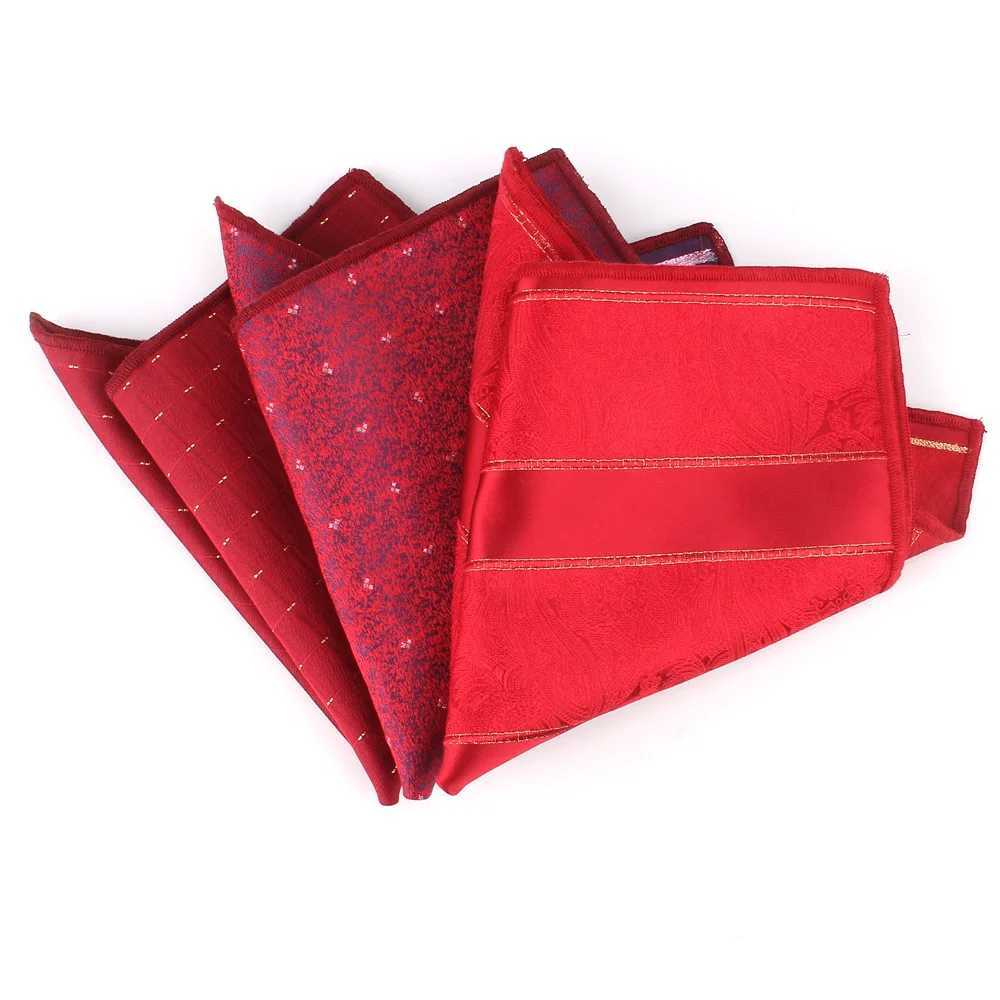 New Red Pocket Square Mens Jacquard Box Towel Wedding Hanji Gentlemen Hanji Mens Handheld Chief Groom Pocket Towel W241213