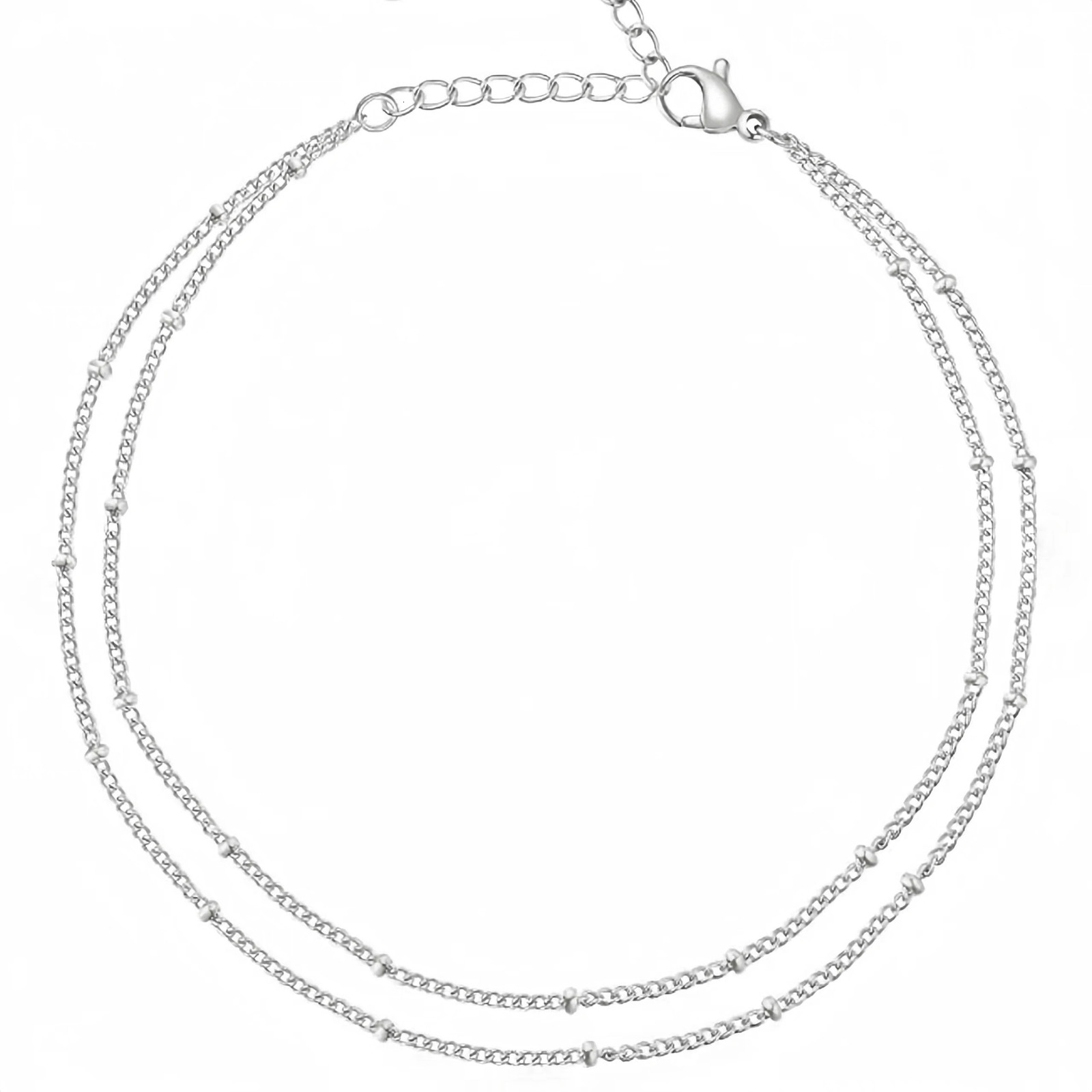 Womens stainless steel bead anklet 2024 fashion casual trend niche n sexy small doublelayer jewelry gift 241210