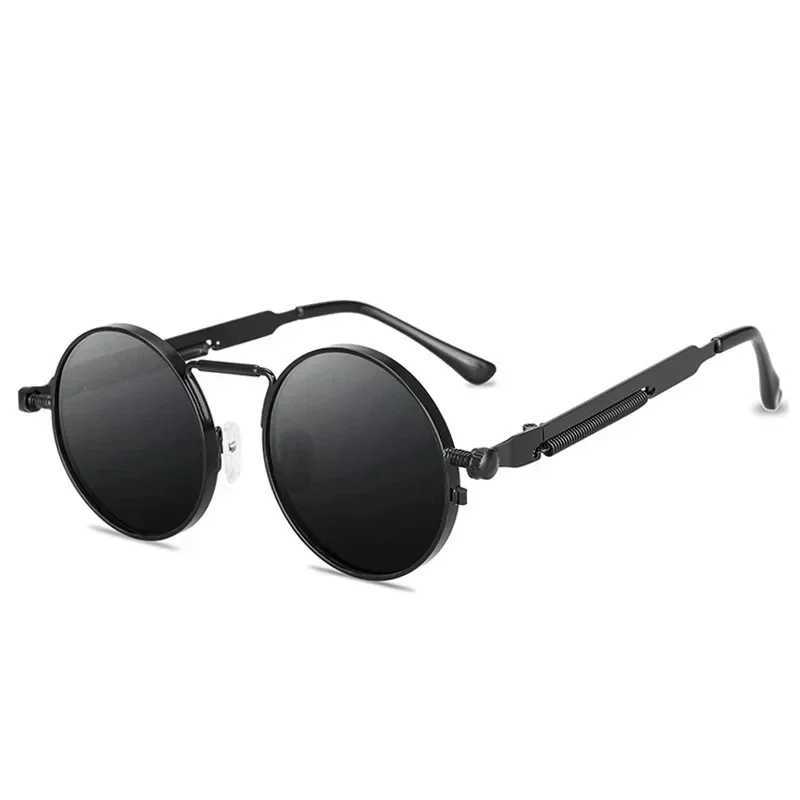 High Quality Vintage Fashion Polarized Sunglasses Men Women Brand Designer Vintage Round Metal FrameX241213