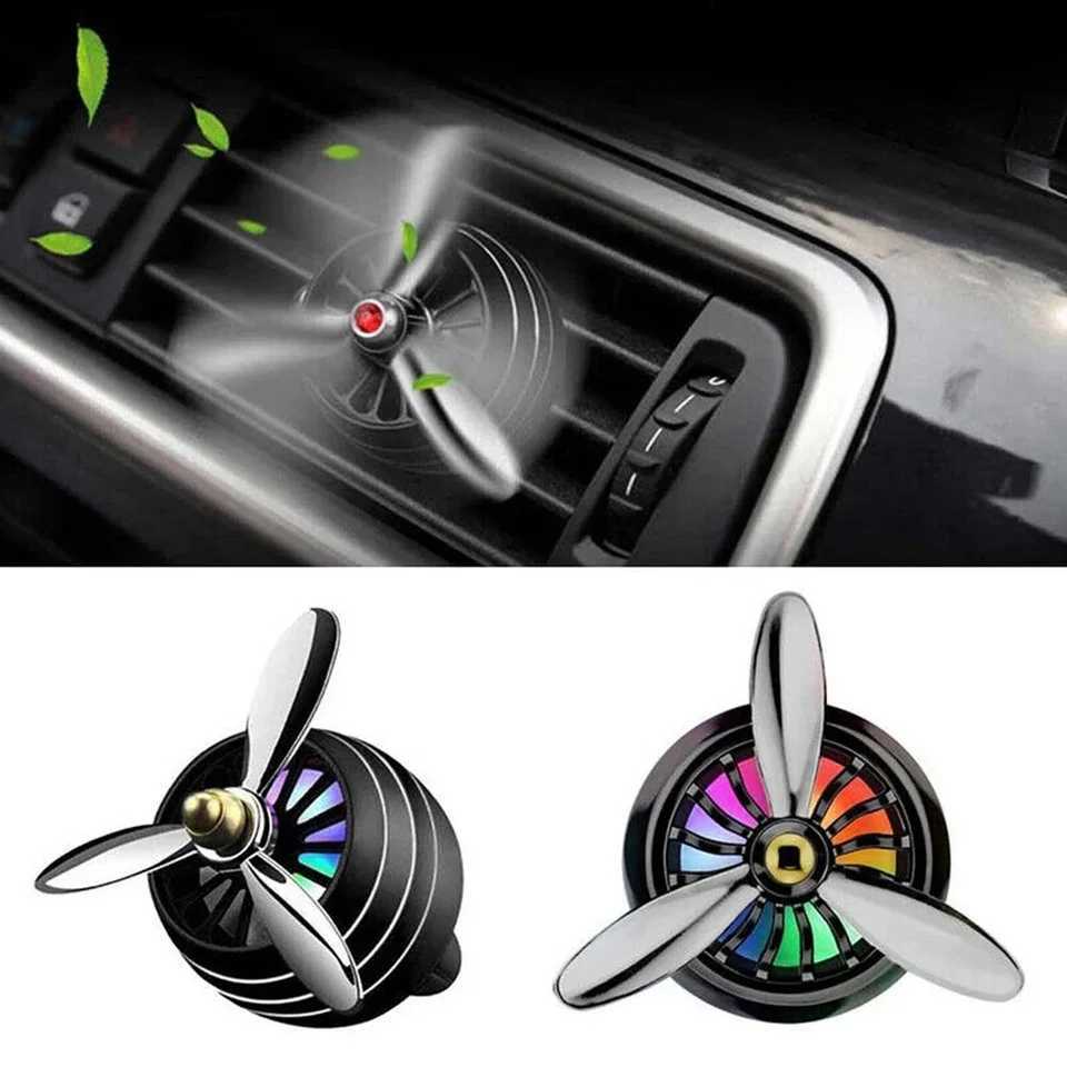 Car Air ener Rotating LED Fragrance Dispenser Fragrance Car Propeller Air Outlet 3-leaf Fan Car Diffuser For Air VentXJ241213