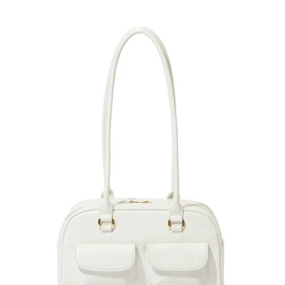 Lux Trendy Street Standoil Korean designer bowling box handbag for Wenboste handbag PU leather bag Fem accessories Y241212