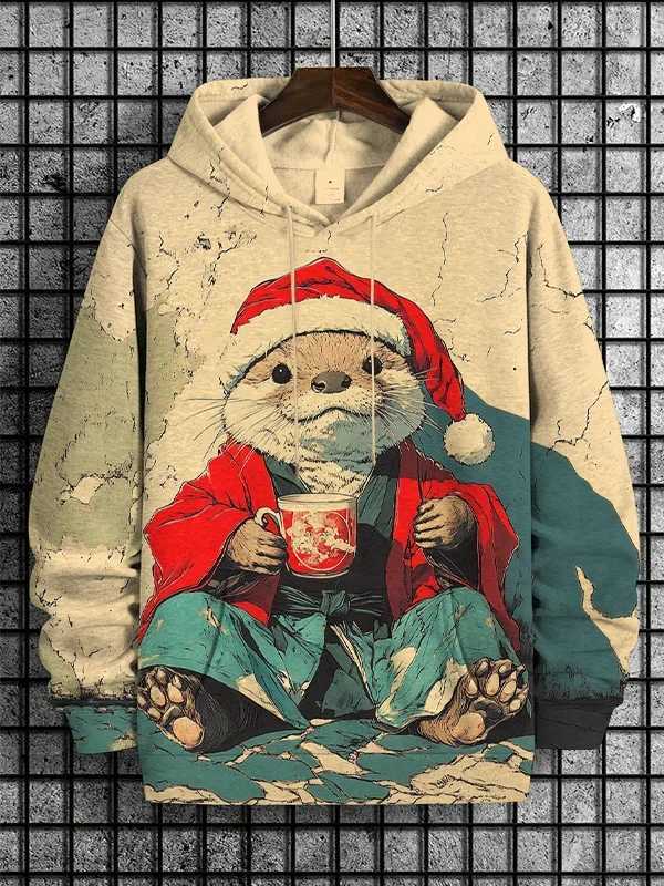 Christmas themed hoodie cute otter series 3D printed hoodie sweatshirt mens/womens adult hoodie boy coat Christmas childrens hoodie zipper W241213