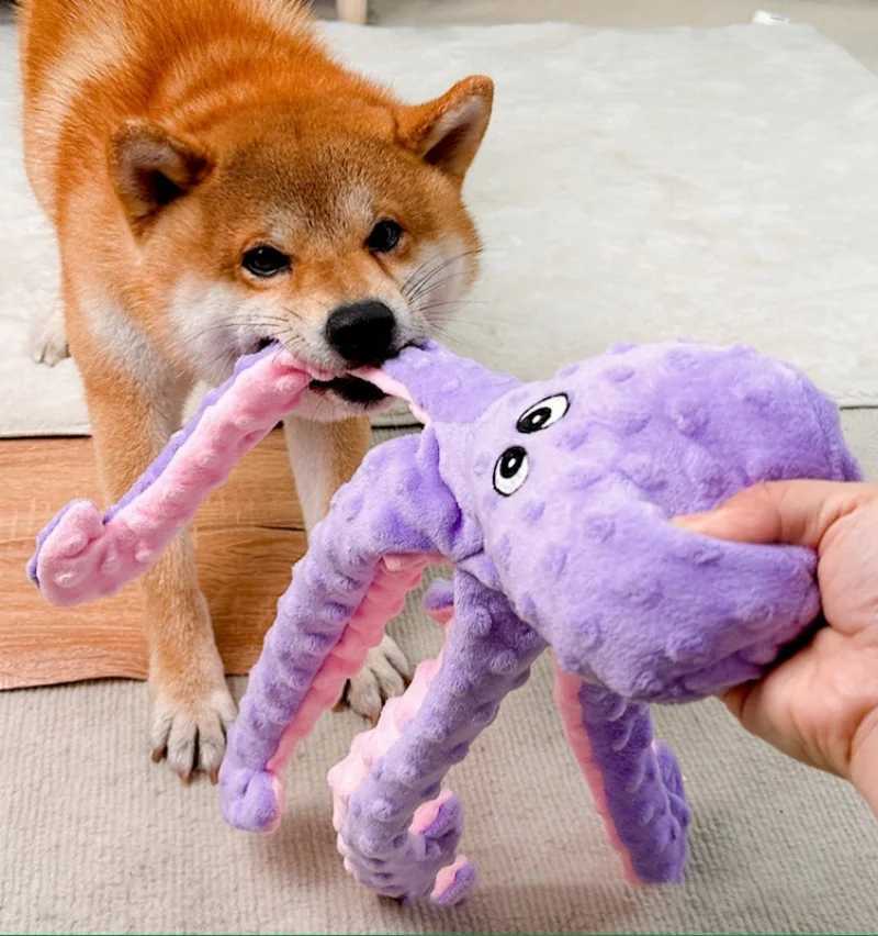 Pet Plush Toy Cat Dog Voice Octopus Shell Puzzle Toy Bite Resistant Interactive Pet Dog Teeth Cleaning Chew Toy Pet Supplies X2412131