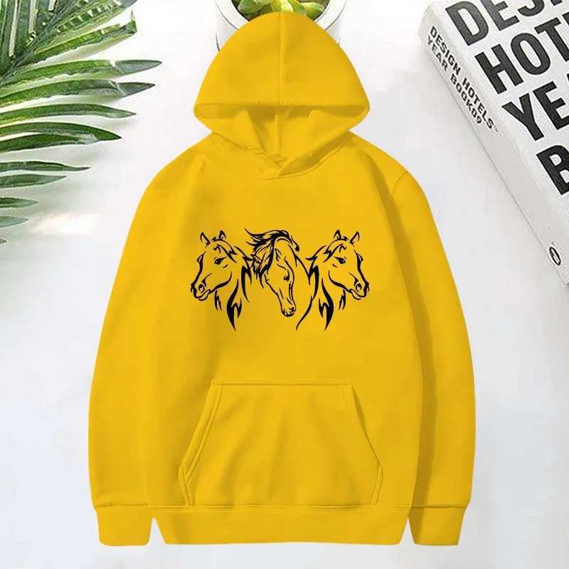 New Horse Head Pattern Printed Hoodie for Womens Fashion Casual Sports Sweater Womens Pullover Top W241213