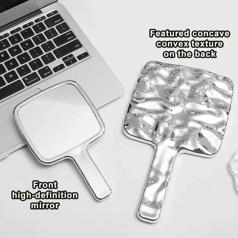 Portable Ins Liquid Shape Square Mirror Mini Hand-held Desktop Cosmetic Mirror Makeup Mirror Travel Beauty MirrorXJ241213