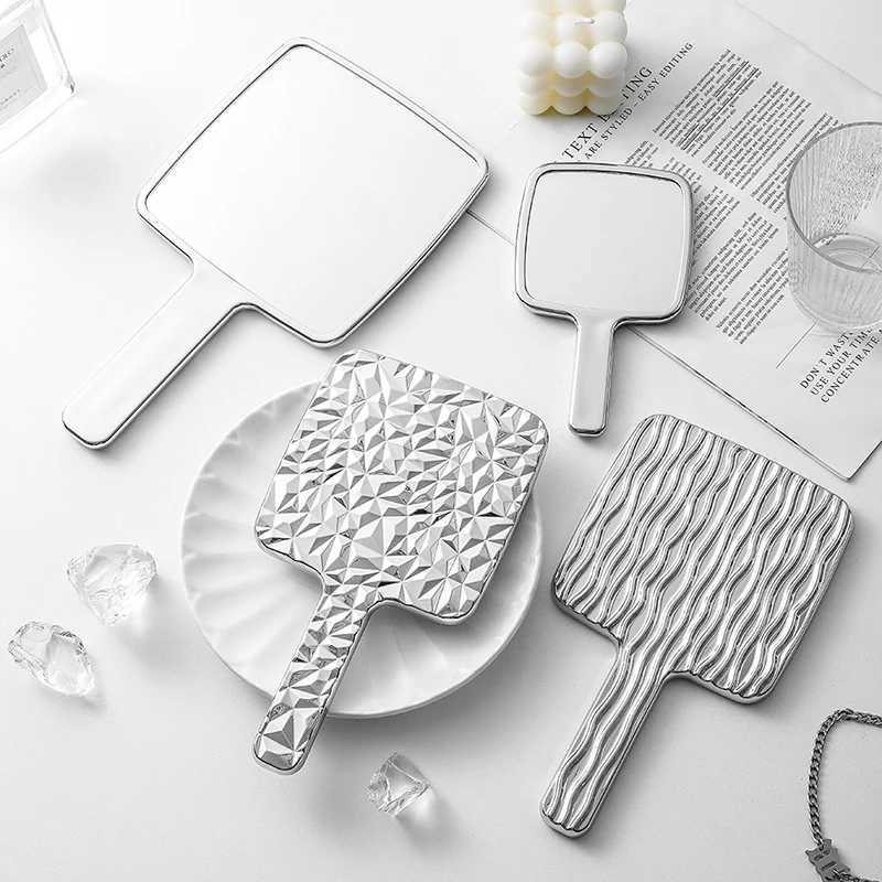 1PCS Square Mirror Mini Hand-held Desktop Cosmetic Mirror Makeup Mirror Travel Metallic Portable Beauty MirrorXJ241213
