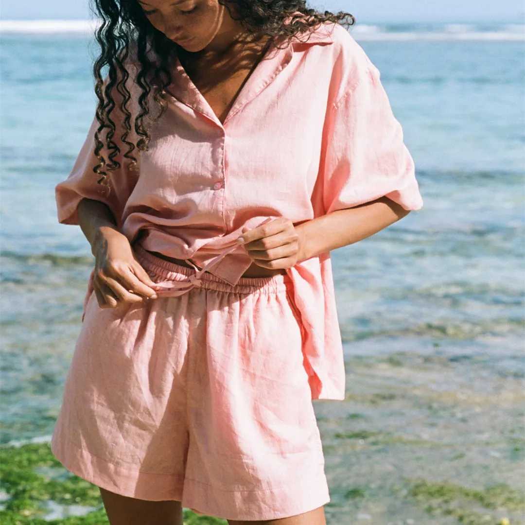 Women's Two Piece Pants Hirigin Women Graphic 2 Piece Outfit Short Slve Button Down Shirt Printed Lounge Shorts Sets Vintage Summer Beach Wear Y2