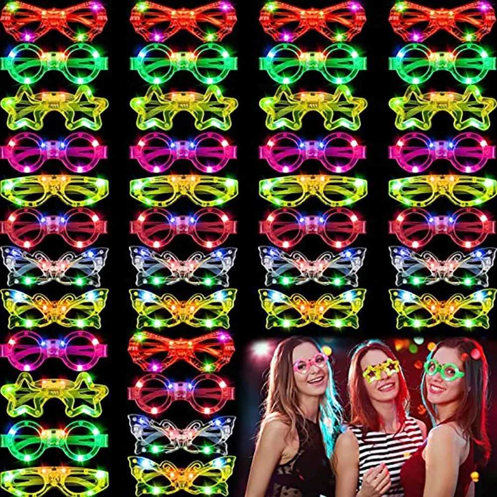 Sunglasses 10/20/30/40/50 Pcs LED Light Up Glasses Glow In The Dark Neon Party Supplies for Kids Adults Birthday Decoration H241213NQ82