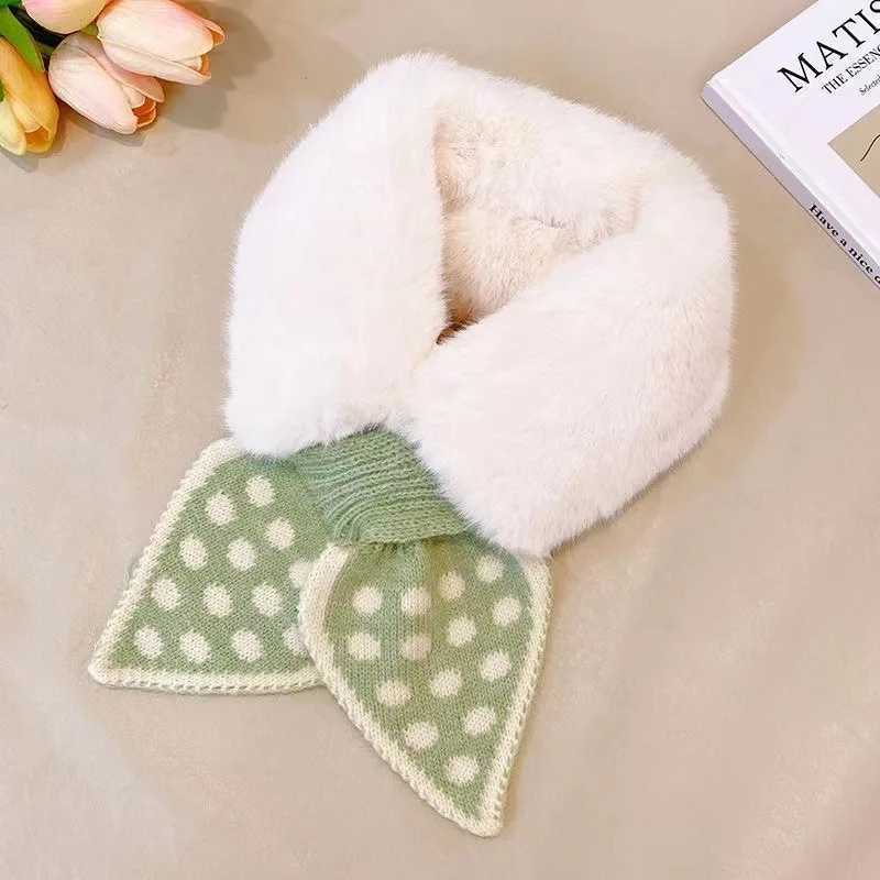 Scarves Wraps Winter Warm Plush Baby Scarf Cute Caroon Bears Boy Girl Scarves Newborn Toddler Faux Fur Children Cross Neckerchief Baby Shawls H241213