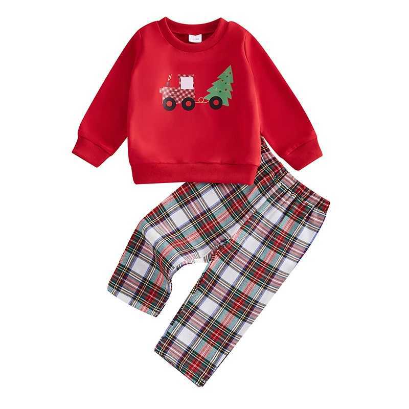 Ma baby 1-5Y Christmas Childrens Baby Boys and Girls Clothing Set Christmas Clothing Tree Printed Long Sleeve Top Flat Pants W241213