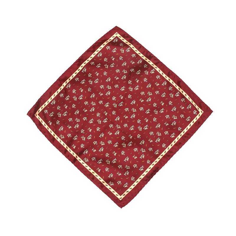 Mens Handle Head Retro Animal Printed Pocket Square Polyester Silk Soft Hanki Wedding Party Business Chest Towel Hanki W241213