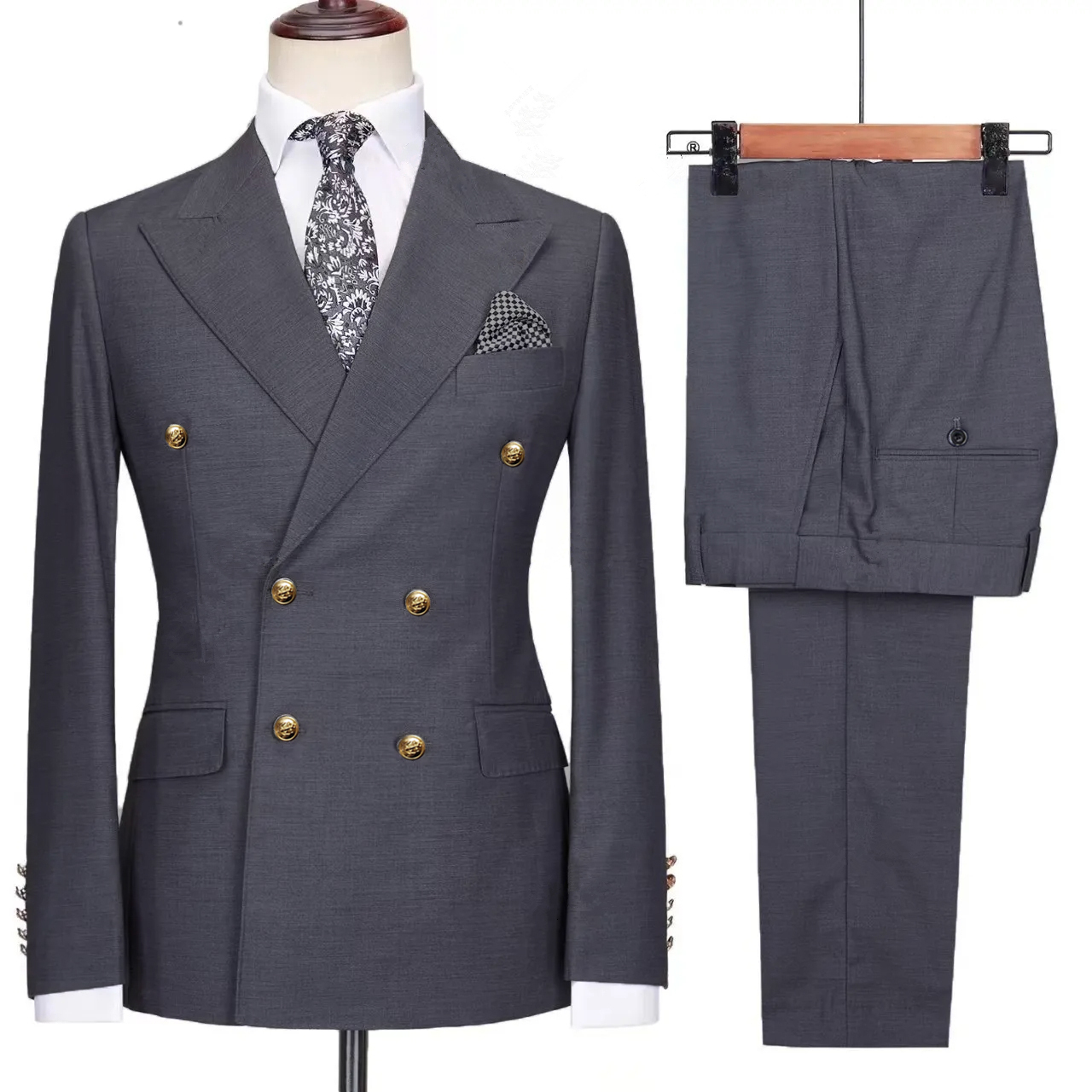 2023 Fashion New Men's Leisure Boutique Business Banquet Solid Color Wedding Double Breasted Slim Fit Suit Blazers Jacket Pants