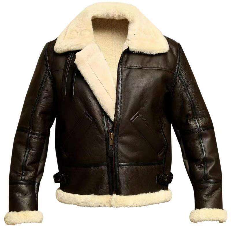 American Style Thick And Heavy Craftsmanship Men's Integrated Long Sleeved Fur Coat