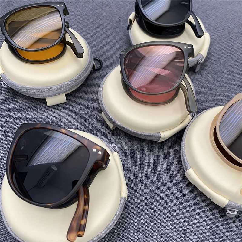 New Womens Fashion Folding Sunglasses Womens Brand Designer Glasses UV400 Eyewear Lady Retro Sun Glasses Womens GogglesX241213