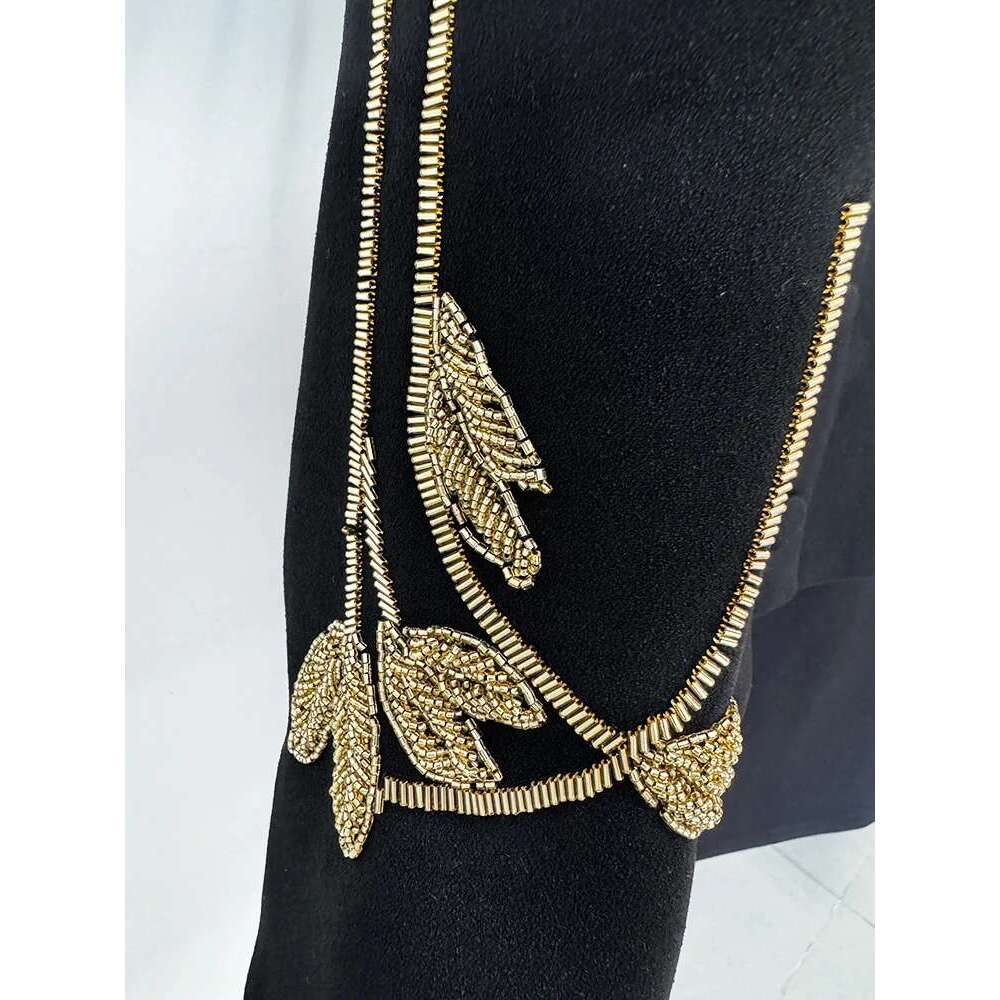 Ladies' Suit HIGH QUALITY Newest Fashion Designer Set Women's 3/4 Sleeve Beaded Cropped Jacket Midi Skirt Suit 2Pcs