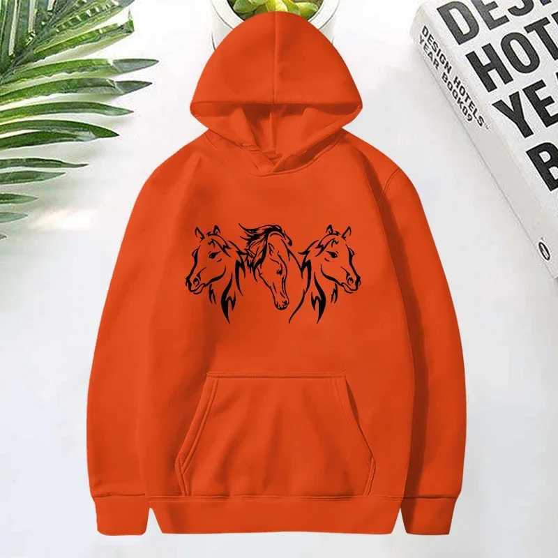 New Horse Head Pattern Printed Hoodie for Womens Fashion Casual Sports Sweater Womens Pullover Top W241213