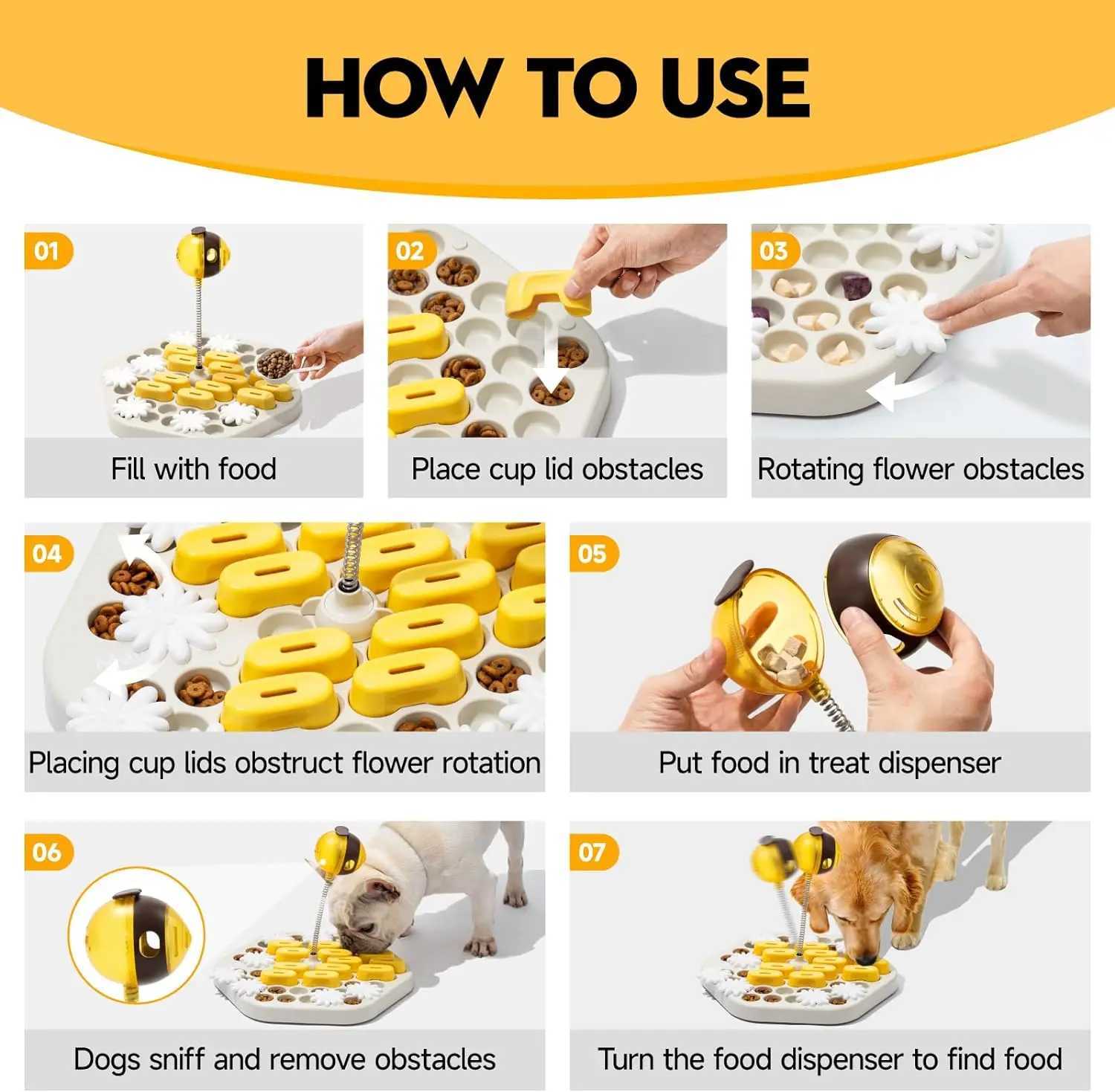 Mewoofun Honeycomb Interactive Dog Puzzle Toy Slow Feeding Machine Training Game Food Dispenser Slow Food Pet Dog Toy X241213