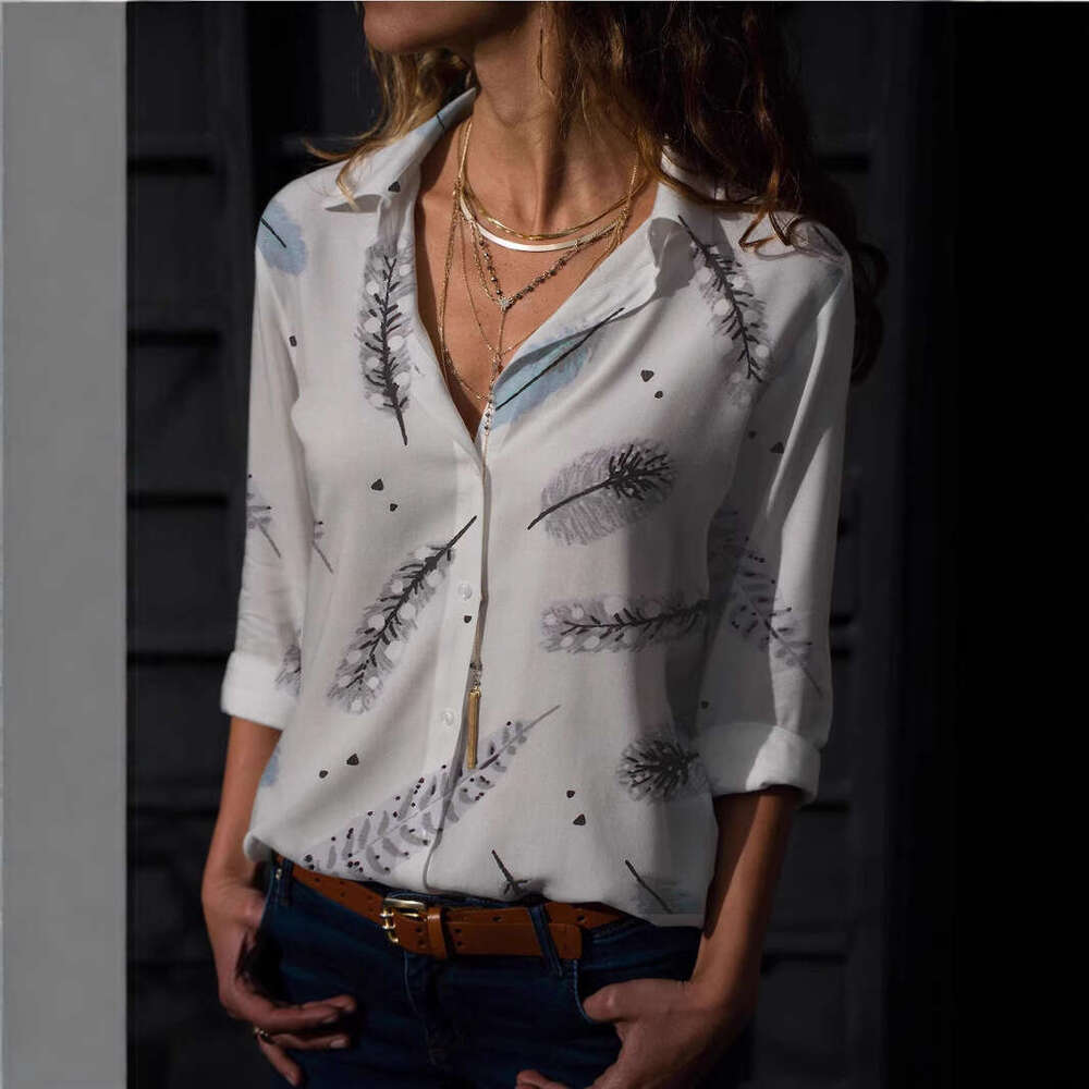 Women's Tops, Digital Long Sleeved Heart Printed Shirts, Women's Trendy Clothing, Fashionable And Casual Temperament