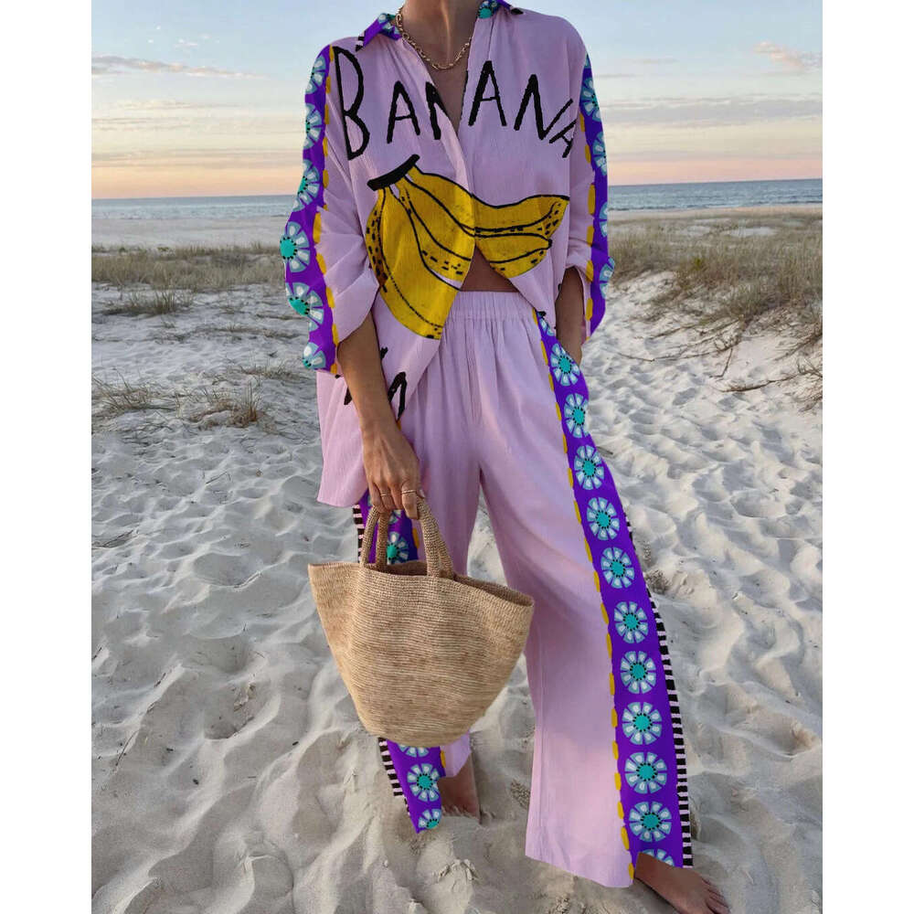 3D Digital Printing Women's Long Sleeved Shirt And Pants Set Pod Custom Trendy Clothing Fashion Casual Temperament