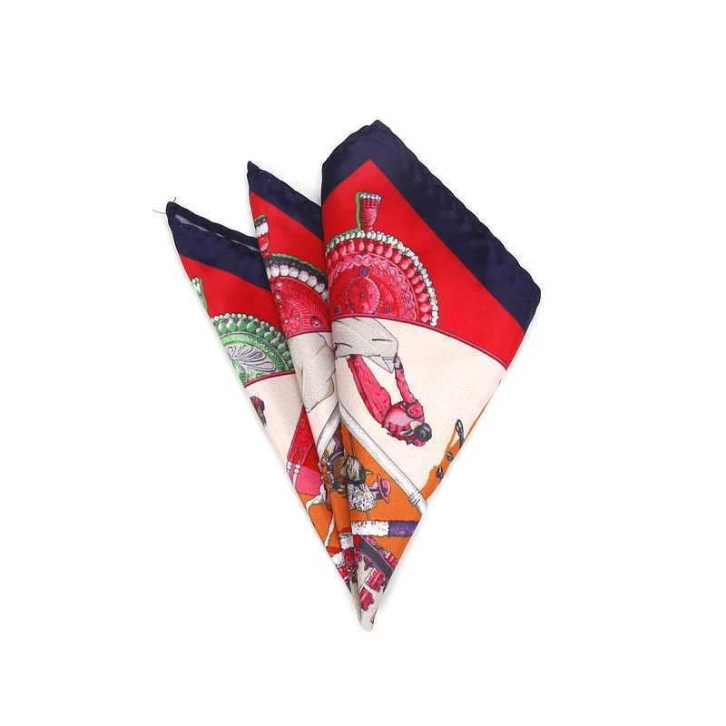 Mens Brand Handkerchief Vintage Printed Pocket Square Soft Silk Hankies Wedding Party Business Hanky Chest Towel Gift 24*24CM W241213