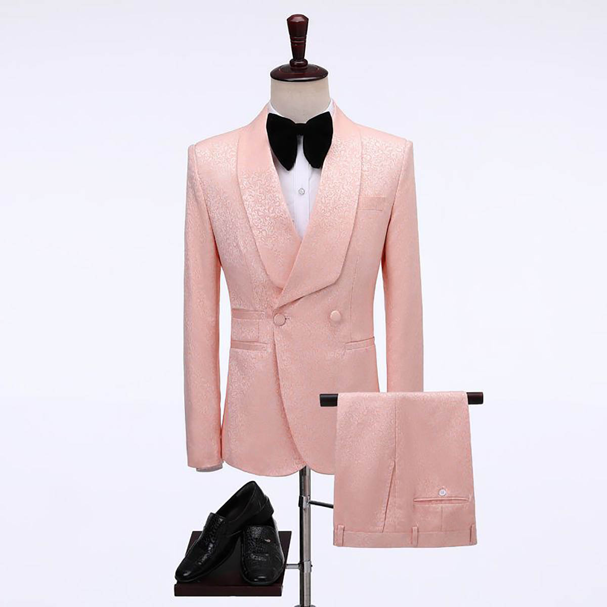 Exquisite Wedding Suits Jacquard 2 Piece Set Jacket Pants Shawl Lapel Men Tuxedos Double Breasted Handmade Groom Tuxedo suit Customized