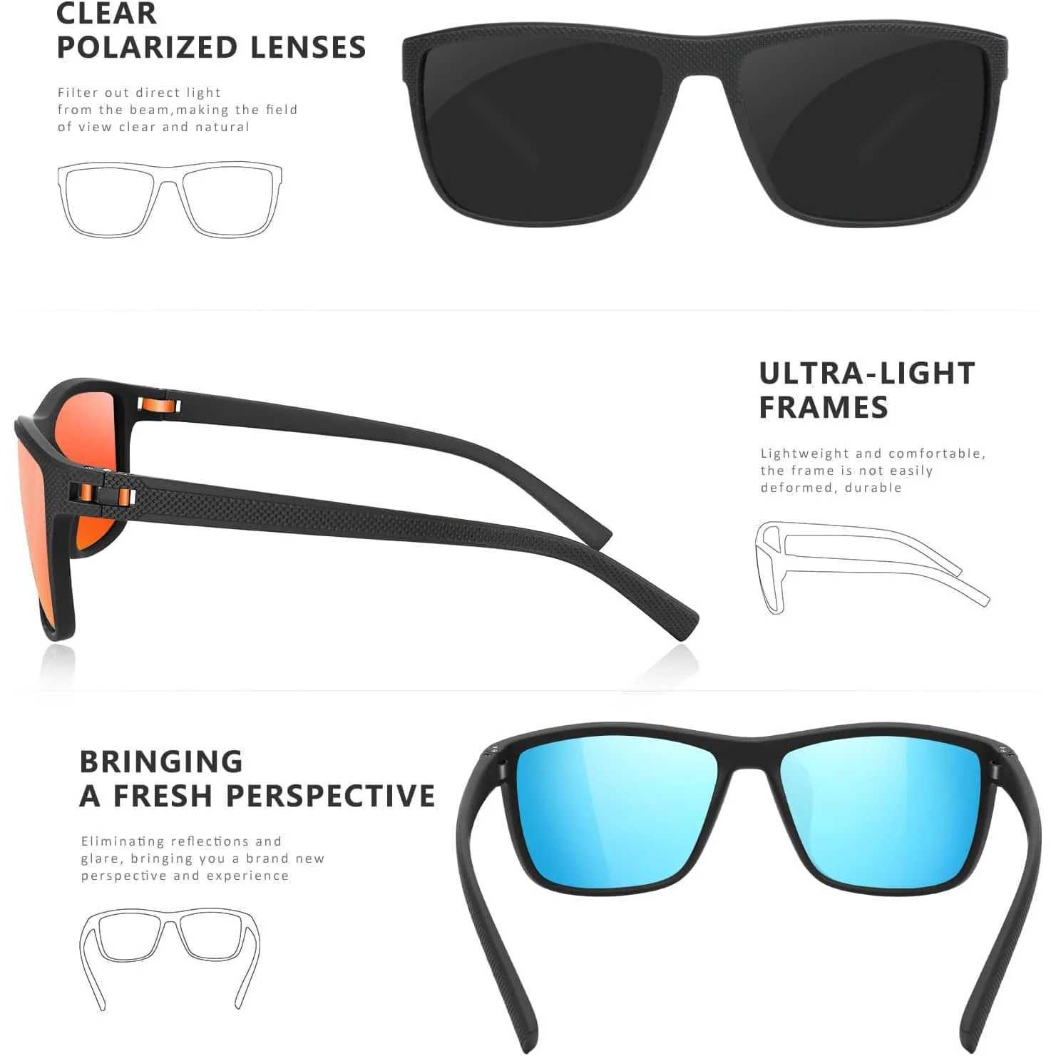 CRIXALIS 3 PCS Fashion Square Polarized Sunglasses Men Women Retro Outdoor Sports Fishing Sun Glasses Male Goggle Shades UV400X241213