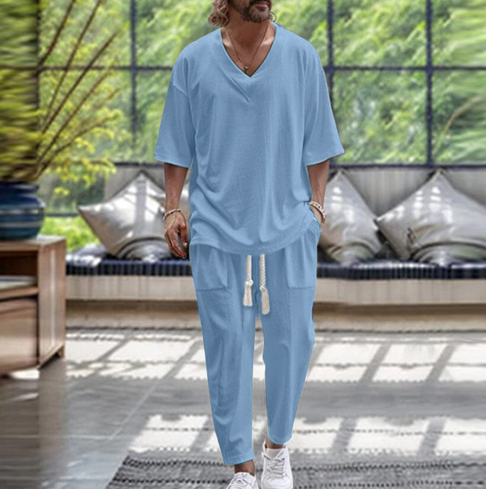 Luxury Designer Fashion Loose Tracksuits Outfit Men's Casual Two-Piece Summer Set Solid Color Collar Short-Sleeved Pant Suit Streetwear Two Piece