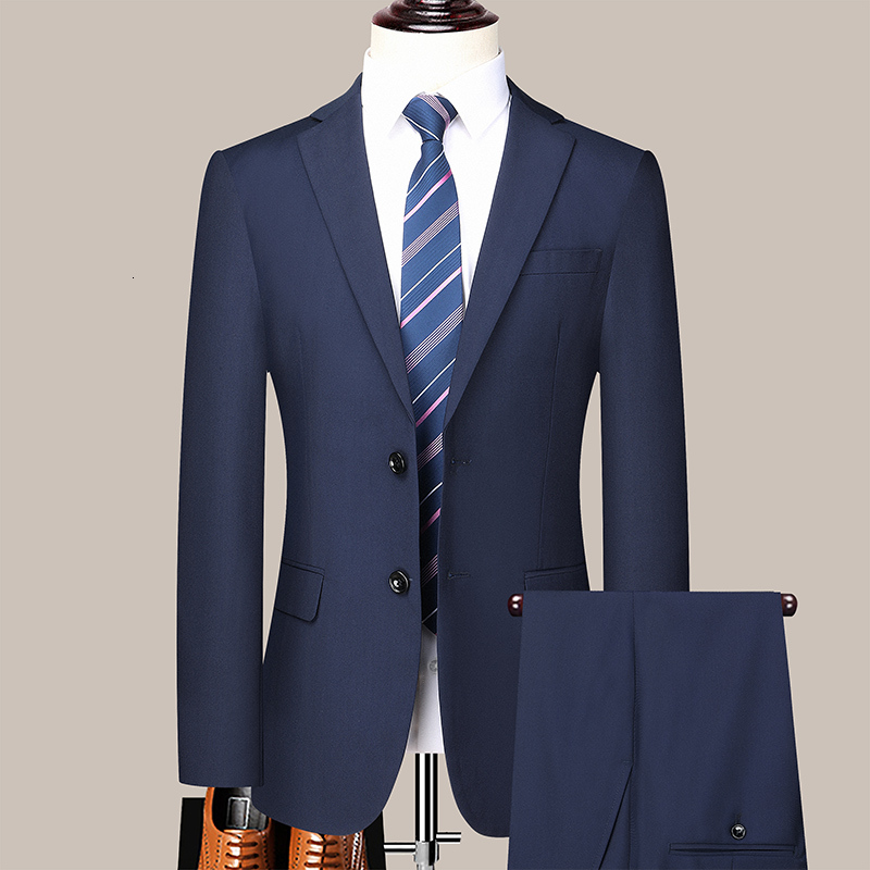 2023 High Quality Two Button Wedding Suit For Men (Suit + Trousers) Fashion Korean Slim Business Formal Two-Piece Set