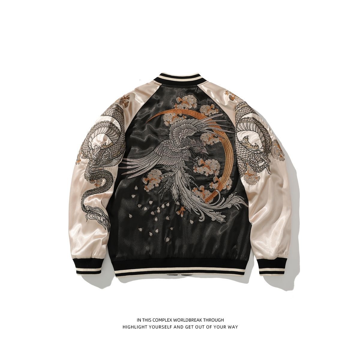 Spring And Autumn Jacket Dragon Animal Men's Baseball Uniform Embroidered Contrast Color Casual Couple Clothes