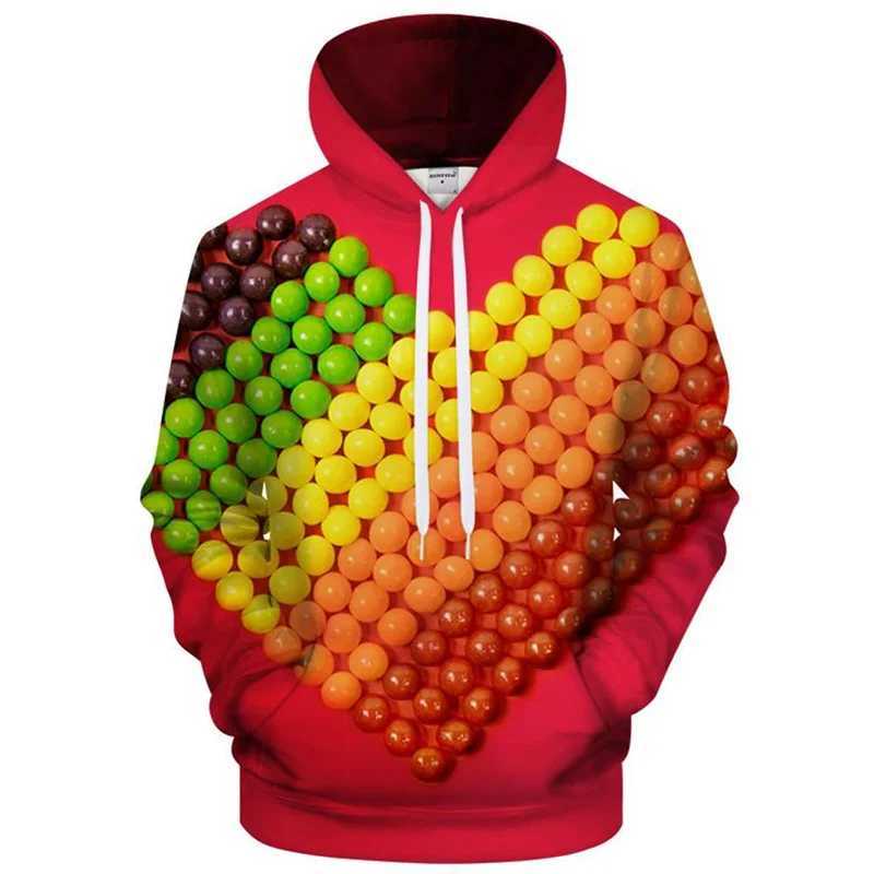 Colorful Candy Pattern Hoodie For Men Cute 3D Printed Gummy Bear Pullovers Tops Long Sleeve Hoodies Kids Autumn Sweatshirt W241213