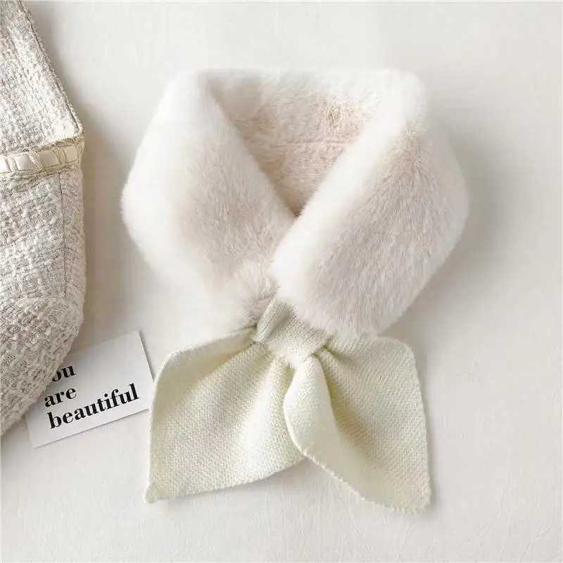 Scarves Wraps Winter Warm Plush Baby Scarf Cute Caroon Bears Boy Girl Scarves Newborn Toddler Faux Fur Children Cross Neckerchief Baby Shawls H241213