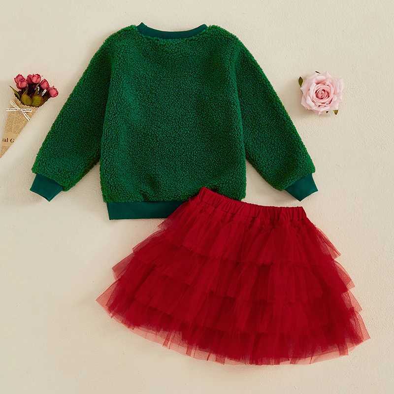 FOCUSNORM 0-4Y little girl Christmas costume set camouflage heart patch work long sleeved crew collar laminated chiffon skiing W241213