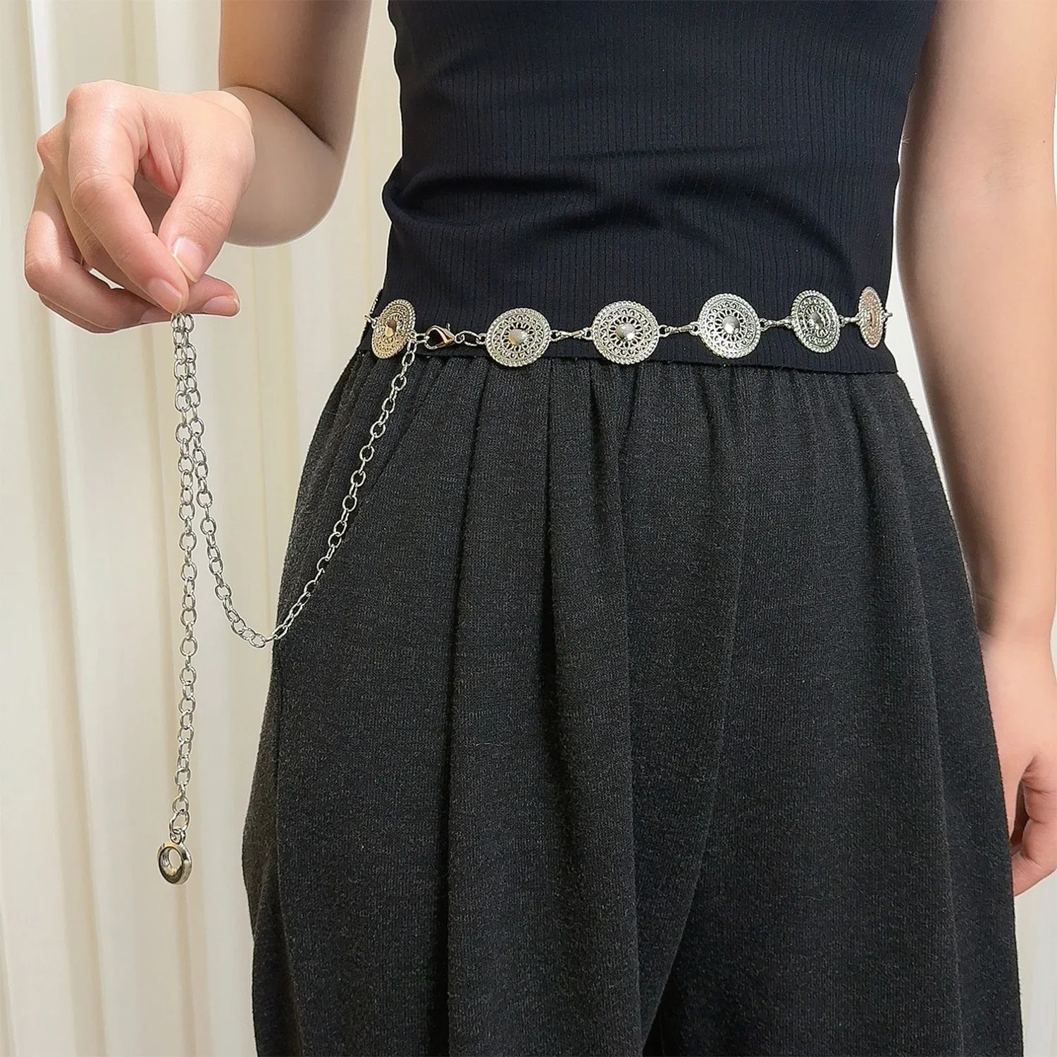 Retro Versatile Ethnic Style Metal Bohemian Waist Chain Belt for Women Fashion Sweater Seal Body Decor Accessories 241213