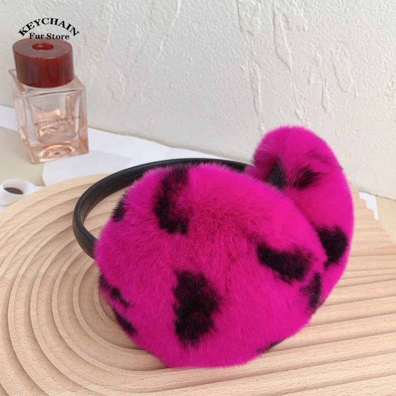 Womens Leopard Pattern Earrings Winter Earrings Soft Warm Fur Real Rex Rabbit Earrings Cold Weather Fur Eraser 241211