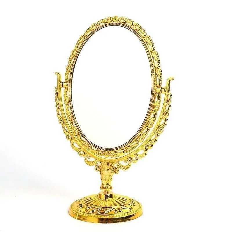 European Style Palace Carving Makeup Mirror Vintage Floral Oval Handhold Mirror Home Decor Makeup MirrorXJ241213