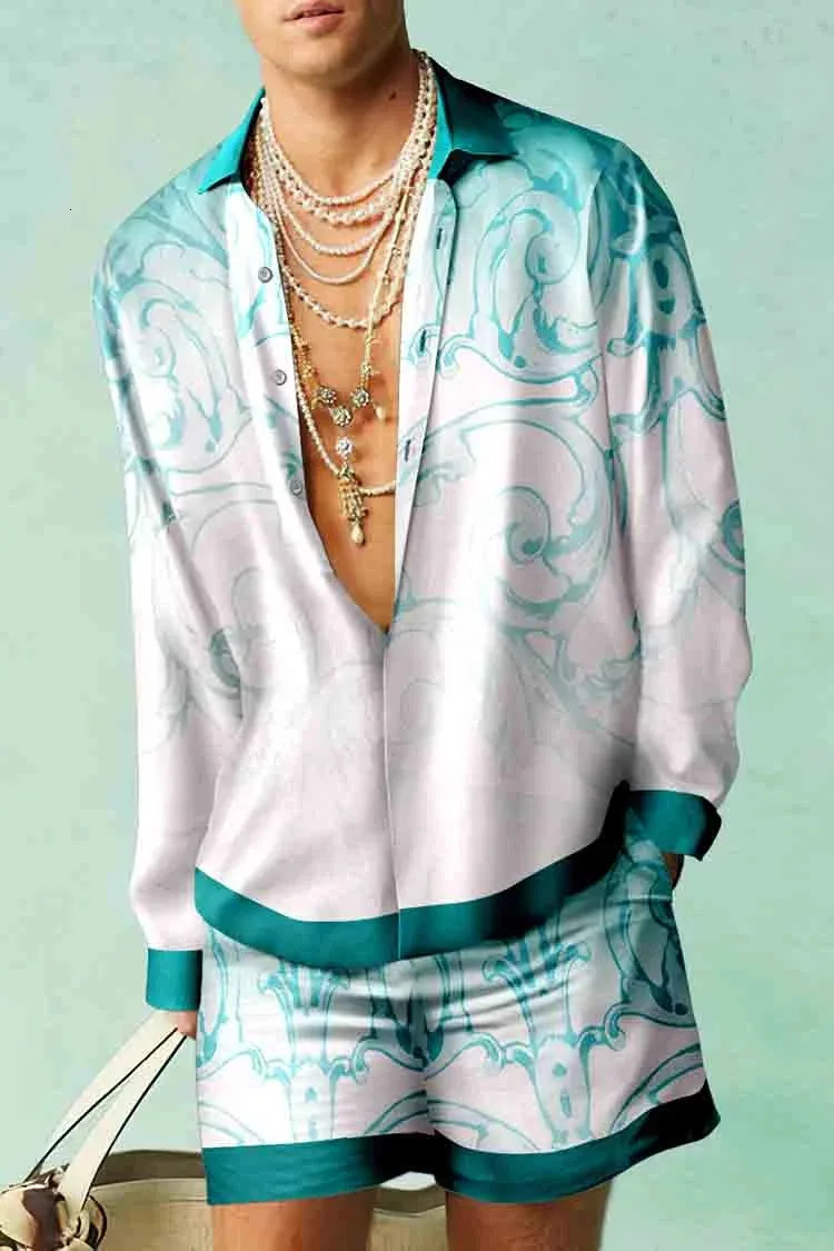 Plant pattern shirt set 3D printed mens casual and fashionable oversized beach shorts summer street clothing Hawaiian suit 241211
