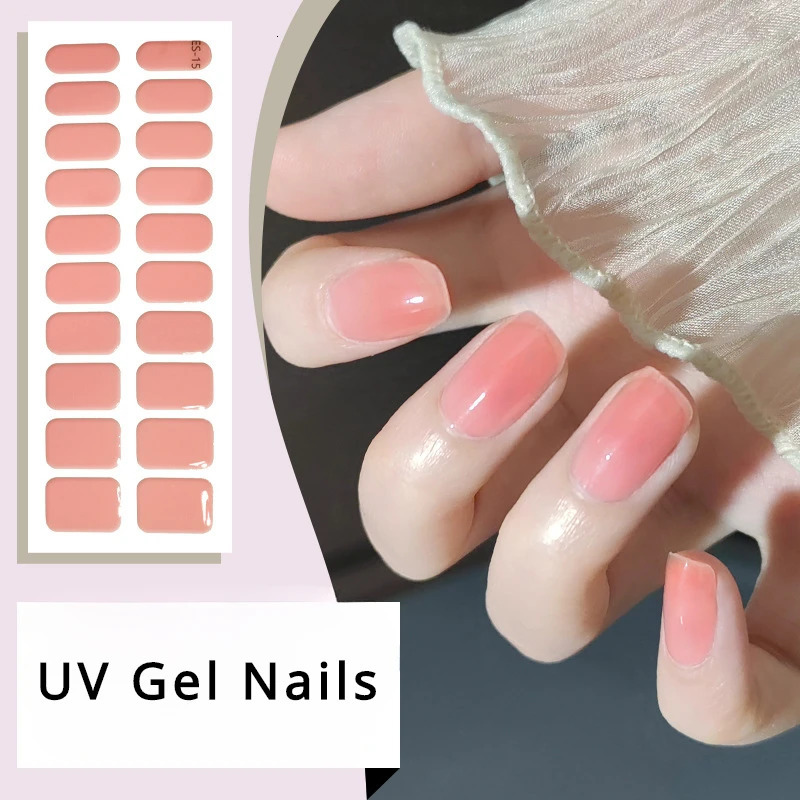 20 Tips Candy Color Semi curing Nail Packaging Flash Solid Adhesive Waterproof Durable gel Nail Sticker UV Lamp Needs Manipulation 241205